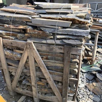 China Exterior Shale Rust And Cyan Color Culture Pile Stone Wall Stone Strip Cladding Eco - Friendly for sale