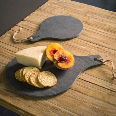 China Disposable Best Selling Black Slate Rectangular Round Cheese Dish For Restaurant Dinner for sale