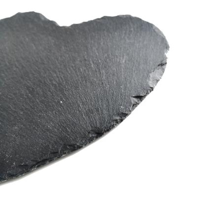 China Disposable black heart shaped sushi slate stone dish, cheese cover with slate dish, slate sushi decoration for sale