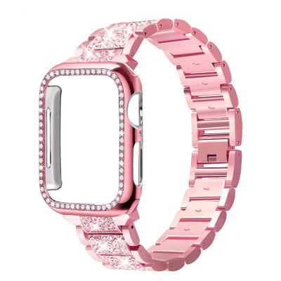 China Fully Protective Bling Diamond Smart Watch Bands For Apple Watch Series 1/2/3/4/5/6 Adjustable Strap Band 38/40mm 42/44mm For iwatch for sale