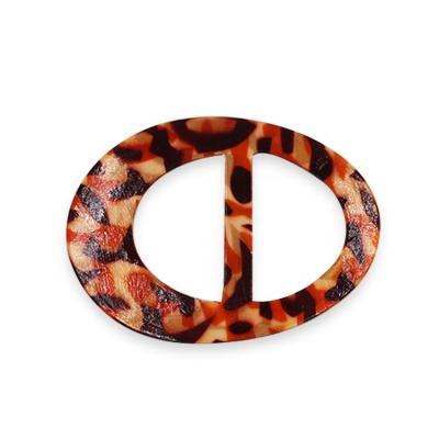 China Hot Selling Fashion Custom Resin Leopard Printing Oval Ellipse Buckle Belt Plastic Buckles For Garment Clothing Shoes Coat Accessories for sale