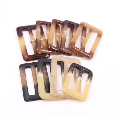 China Wholesale Custom Resin Tortoiseshell Resin Acrylic Rectangle Square Garment Swimwear Buckle Women Acrylic Acetate Buckles For Garment for sale