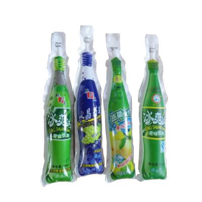 China Disposable Fashion Cheap Bottle Shape Custom Label Plastic Bag For Soda Beverage for sale