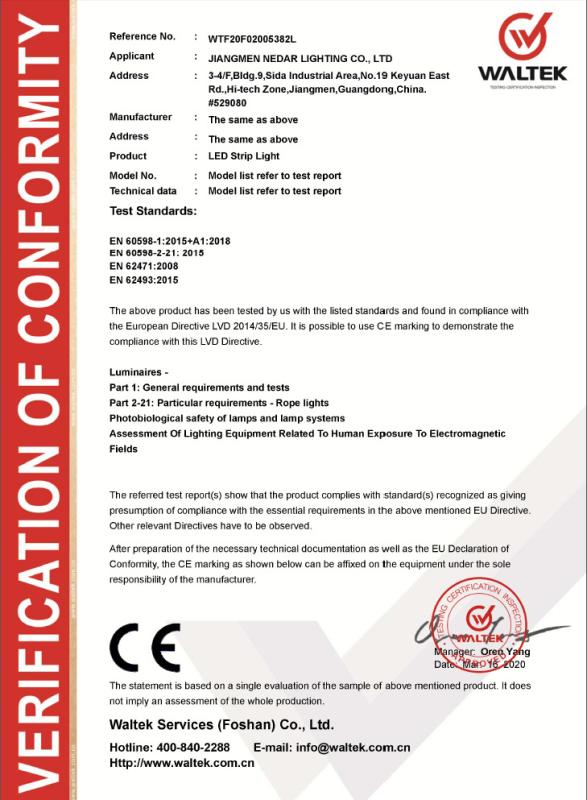 CE - Jiangmen Nedar Lighting Co., Ltd.