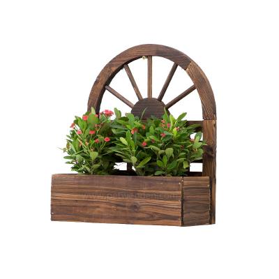 China Easy Indoor Decorative Rustic Wood Planters Brown Rectangle Natural Wood Planter Box With Waterproof Plastic Liner for sale