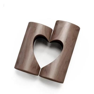 China OEM / ODM Modern Wooden Heart Shape Wooden Tealight Candle Holders Candlestick for sale