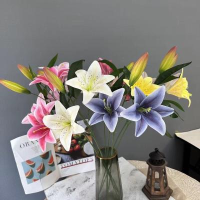 China Real Wedding Eco-friendly Home Decor Touch Faux Latex Flower Bouquet Tiger Lily Artificial Flowers for sale