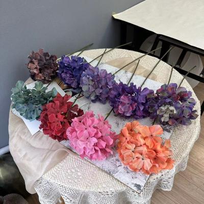 China Real touch of beautiful colorful 3D printing moisturizing hydrangea artificial flower high simulation hydrangea flower for sale