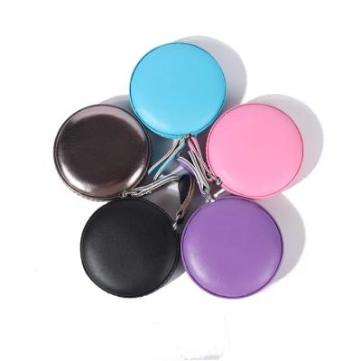 China 2023 Fashion Mini Logo Round Shape Retractable Soft Hot Stamping Multicolor Cute Cute Leather Tape Measure for sale