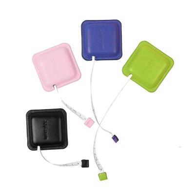 China OEM Gift Retractable Soft PU Leather Promotional Square Portable Metric Tapes With Printed Logo for sale