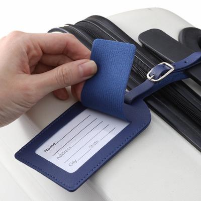 China Custom Soft Luggage Bag Faux Leather Name Luggage Tags Environmental Baggage Tag With Buckle for sale