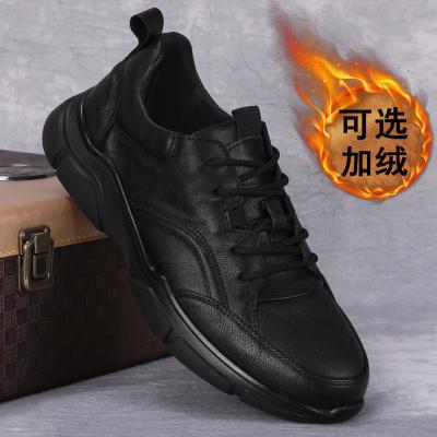 China Deodorization Autumn winter casual cotton shoes for men Formal Full Genuine Leather Shoes Anti-skid Anti odor Soft Leather Soft Sole Moccasins for sale