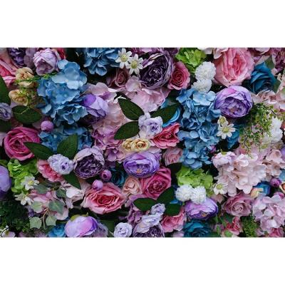 China Silk FABRIC Sale Artificial Silk Wall Wedding Decoration Artificial Flower Backdrop Event Flower Wall Hot Pink for sale