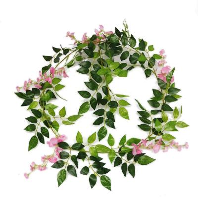 China Amazon Popular Hot Sale Flower Garland Simulation of Home Wedding December Wisteria Flower Rattan Bean Flower Bar Tree Vine Decorative Plants for sale