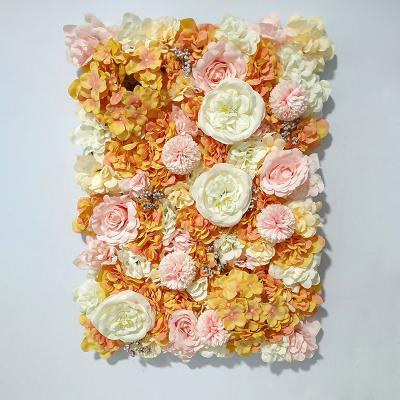 China Artificial Silk Wall Panel Faux Foliage Hydrangea and Rose Flower Backdrop Wedding Party Event Decoration for sale