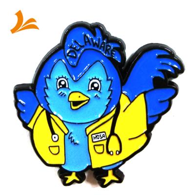 China Hot Selling New Design China Birds High Quality Soft Metal Blue Soft Enamel Custom Lapel Pin for sale