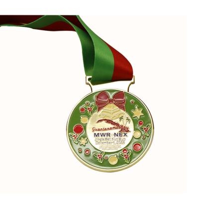 China USA Wholesale Cheap Design Your Own Christmas Gift Gold Plating Metal Medals Custom Medal With Ribbon for sale