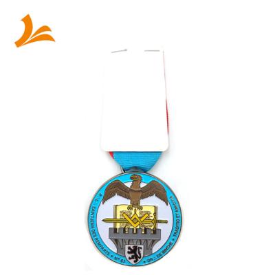 China Custom America 3d Eagle Medal with safety pin and red blue ribbon for sale