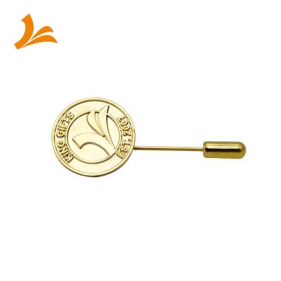 China Custom Europe Style Gold Plating Flag Brass Stamped Stick Pins With Ball Clutch For Craft for sale