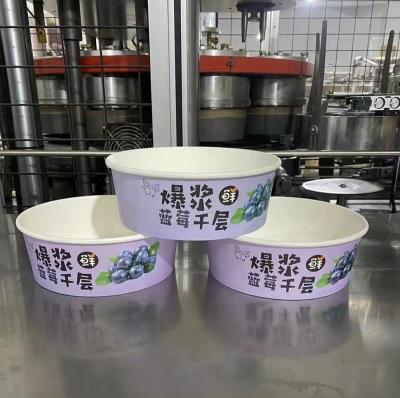 China Disposable Double PE Coated Paper Bowl Dumpling Bowl Kraft Paper Bowl for sale