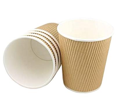 China Hot Sale Disposable Disposable Recycle Custom Printed 6oz 8oz 9oz 12oz Ripple Single/Double Wall With Logo Hot Coffee Paper Cups for sale