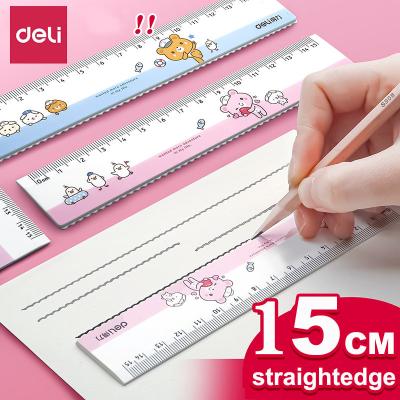 China 6225 Grocery Ruler Cartoon Straight Ruler 2pcs Kawaii 15cm Plastics For School Kid Drawing Geometry Students Math Stationery for sale