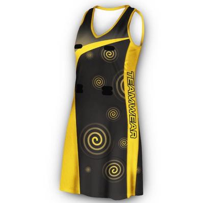 China Polyester + Spandex Professional Custom Netball Club Uniforms Sublimated One Line Netball Dresses for sale