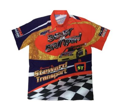 China Team Custom Racing Pit Crew Shirt Wholesale Short Sleeve Breathable Blank Sublimated Racing Shirts for sale