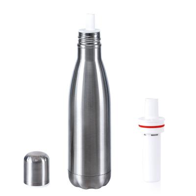 China Large-tasting drinking water china supplier BPA free food grade stainless steel water filter bottle with replaceable filter and straw for sale