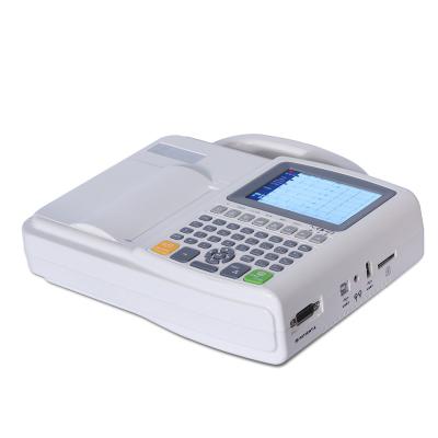 China Full Plastic Free Shipping Keyboard 3 Three Channels ECG Machine 5.0in LCD 12 Lead EKG Machine for sale