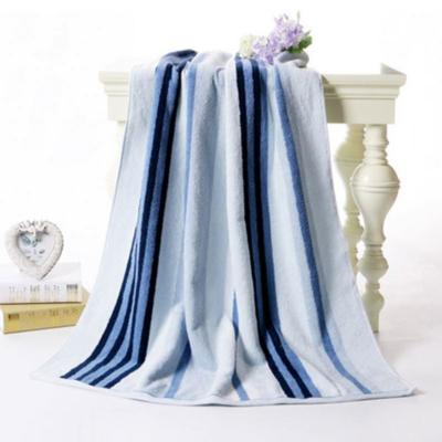 China Compressed Premium Supper Yarn Stripe Jacquard Cotton Soft Dyed Bath Towel for sale