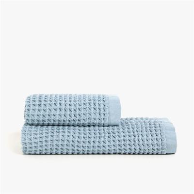 China QUICK DRY Super Soft Blue Cotton Waffle Towels for sale