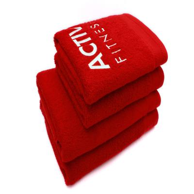 China Solid Color QUICK DRY With Logo Embroidered Dobby Edge Cotton Bath Towel for sale