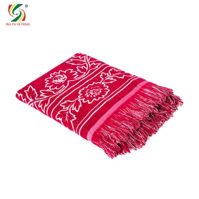 China 100% Red Cotton Turkish Yarn-dyed Beach Towel Covering Hottest Viable Selling 105*182cm for sale