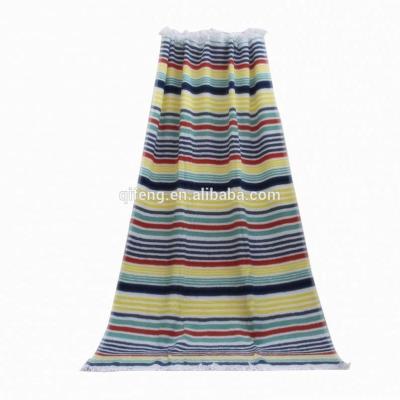 China China Factory Size Large Absroption Water Absroption 100% Cotton Stripe Cotton Beach Towel With Tassels for sale