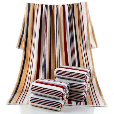 China Compressed Stripe Jacquard Cotton Durable Popular Fashionable Beach Towel for sale