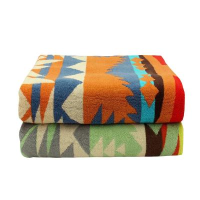 China Wholesale Latest Jacquard Oversized Thick Cotton Beach Towel QUICK DRY for sale