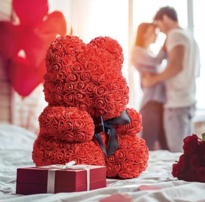 China Fashionable Portable Gift Set Hot Sale 25cm Artificial Moss Teddy Bear Rose As Valentine's Day Gift for sale