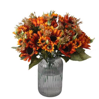 China Wedding Minimalist Wholesale Decoration Furniture Artificial Sunflower Bouquet for sale