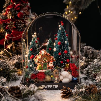 China Agriculture Christmas Gift Rose Acrylic Cover Santa Claus Eternal Creative Gift Led Lamp For Girlfriend for sale