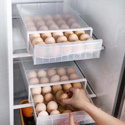 China Viable Wholesale Stackable Plastic Fridge Egg Storage Box 30 Egg Rack Egg Tray Food Storage Containers With Lids for sale