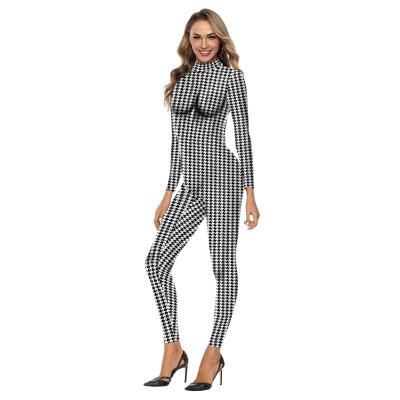 China 2022 New 3D Printing Houndstooth Hot Nobility Tights 3D Printing Houndstooth Hot Selling Ins Overalls Stage Performance Wear Slim Thin Halloween Party Wear for sale