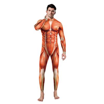 China Cosplay Cartoon Costume 2022 New Liberation Cosplay Clothing Digital Printing Men's Strong Muscle Long Sleeve Slim One-piece Jumpsuit for sale