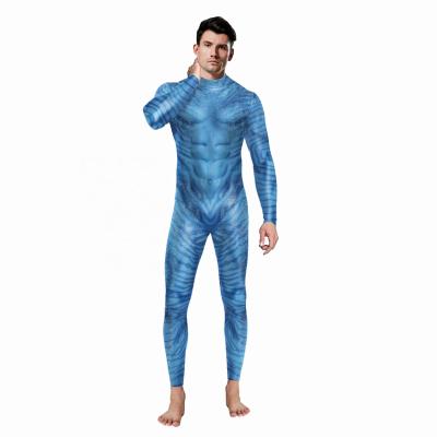 China Fancy Dress Unisex Blue Halloween Party Avatar Costume For Adult Halloween Zipper Jumpsuit Party Performance Overalls TV&Movie Animal Avatar Costume for sale