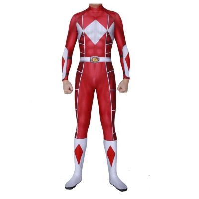 China Cosplay Cartoon Costume 2022 Superhero Fancy Costume For Boys Kids Superpower Ranger Thunder Power Cosplay Party Halloween Carnival Red Costumes for sale