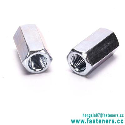 China High Quality Fasteners M10 Steel DIN6334 Hex Coupling Nut Hex Long Chrome Steel Gcr15 Hardware Nut for sale