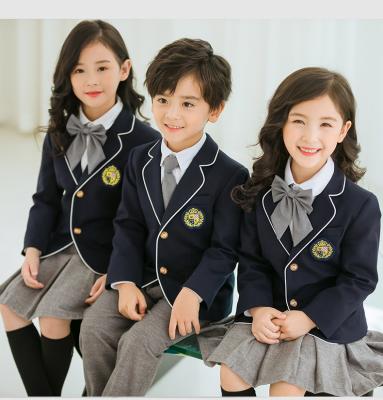 China Spring Autumn British Style Children Class School Clothes Elementary Middle School Students School Uniform Suit And Three Pieces for sale