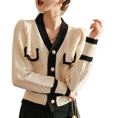 China 2021 New Design Lady V-Neck Sweater Sweater Stylish Cardigan Coat Ready Current Breathable Short Lengths for sale