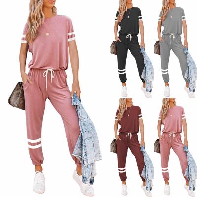 China QUICK DRY European and American short sleeve suit women's short pants warm home wear sports two pieces for sale