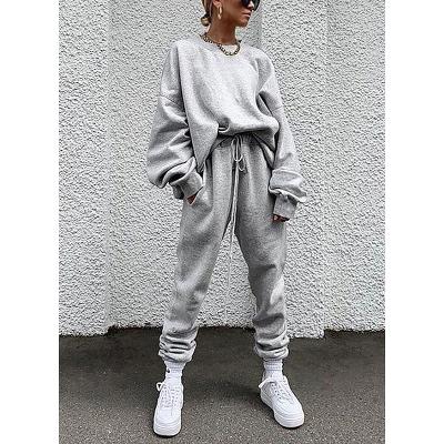 China Factory direct sale Autumn Solid Color Long Sleeve QUICK DRY pants loose casual home sportswear suit women for sale